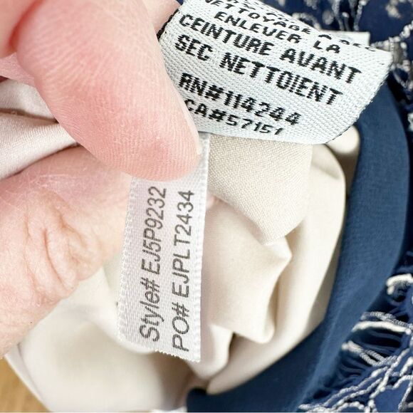 Eliza J | Navy Blue Fitted Lace-Overlay Dress Crystal Embellishment Open-Back 2P - Picture 11 of 14